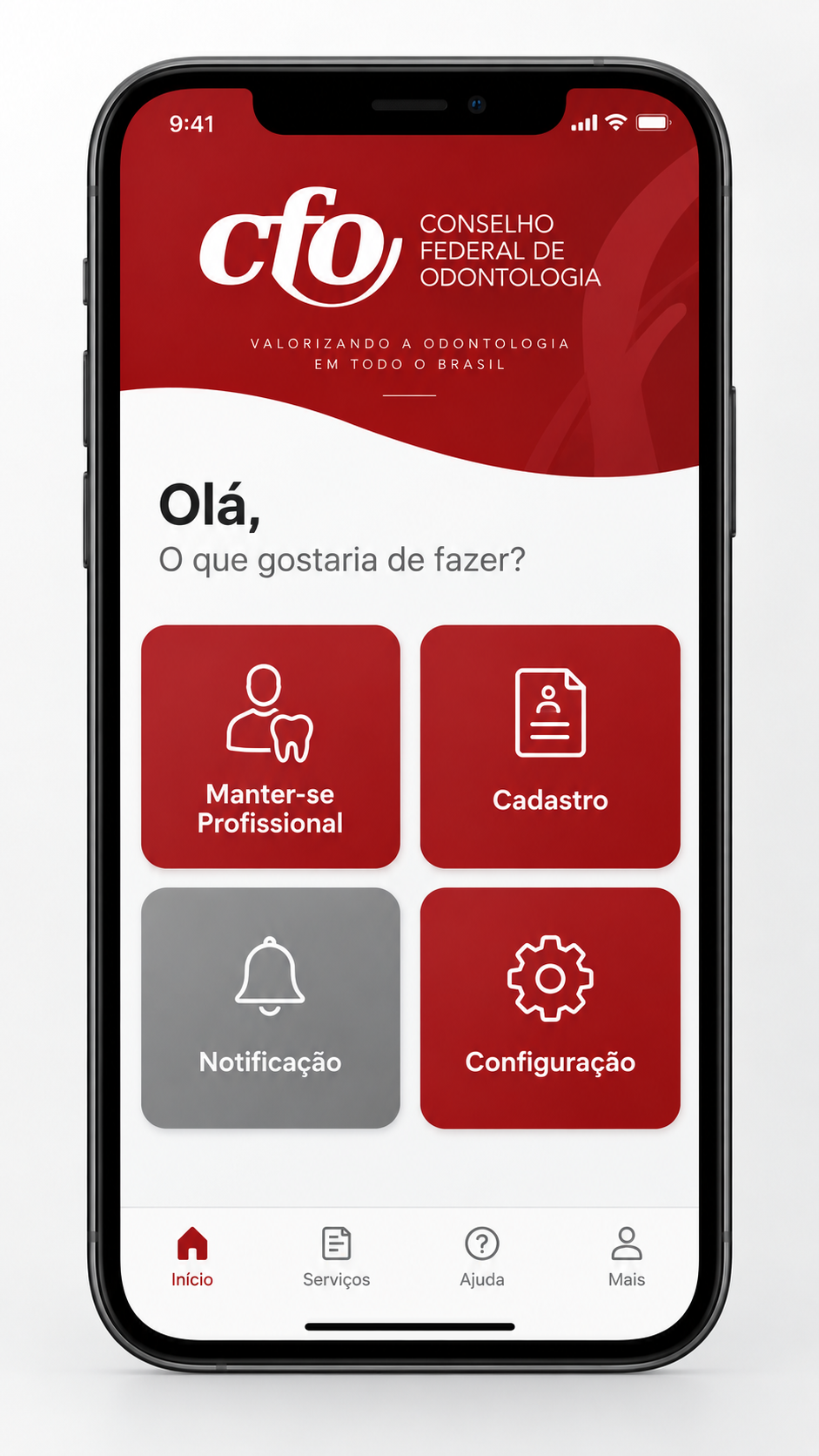 Tela do aplicativo CFO ID